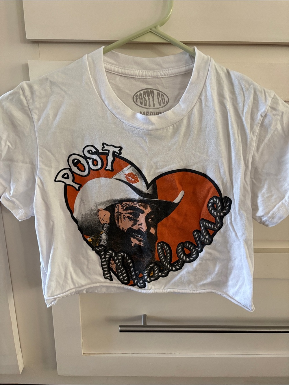 White Graphic Crop Post Malone tee